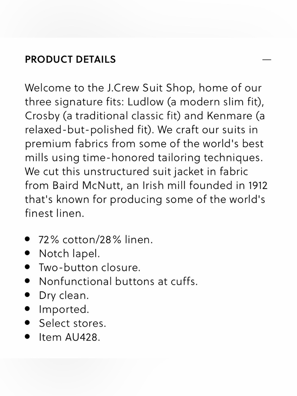 J. Crew Ludlow Slim-fit unstructured suit jacket Irish cotton-linen blend AU428 - Picture 5 of 14